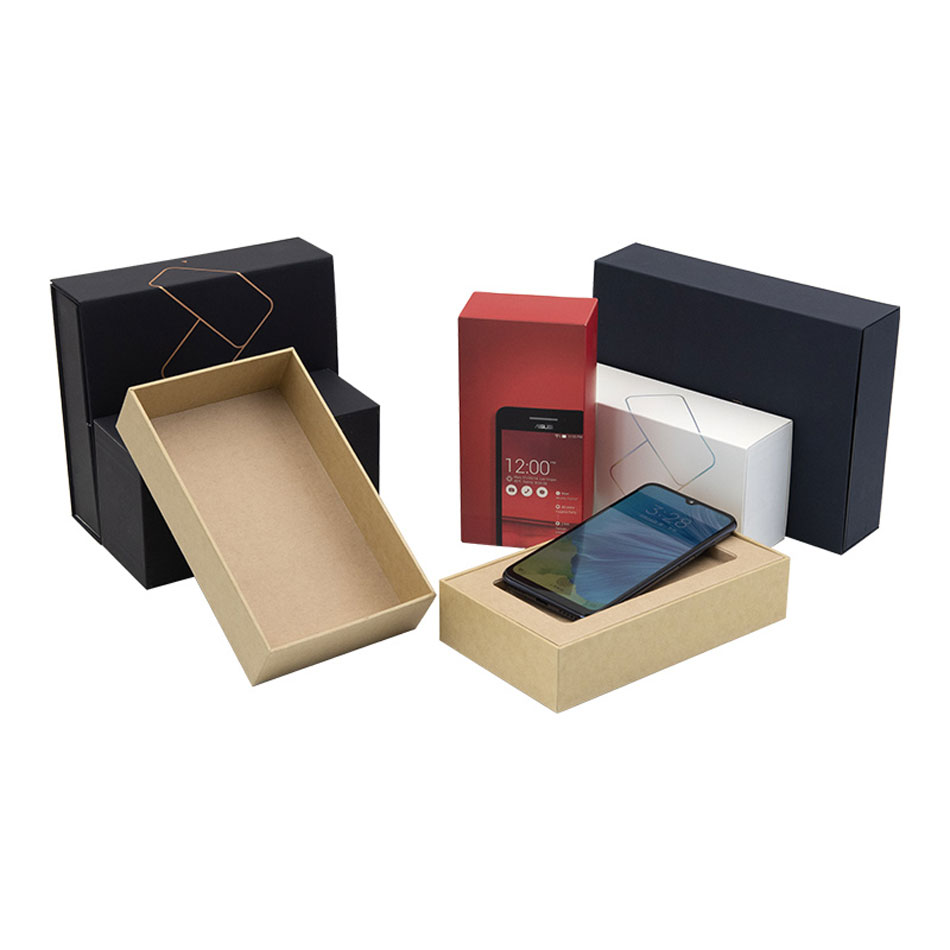 カスタム贅沢ブラックペーパーパッケージ携帯電話の包装箱